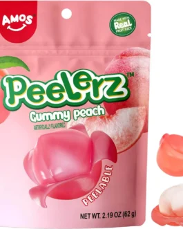 Amos Peelerz Gummy Peach Peeling Candy, Peelable Fruit Snacks, Resealable 6oz Bag